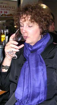 Carol enjoying a Czech wine
