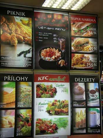Kentucky Fried Chicken menu in Prague