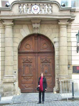 Carol at the American Embassy in Prague