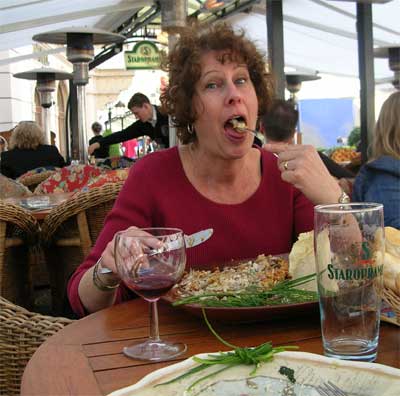 Carol enjoying lunch