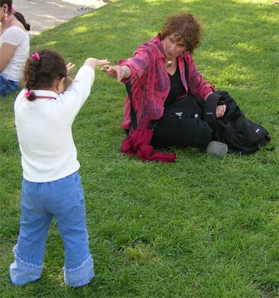 Carol playing on the Champs du Mars
