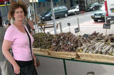 Carol at the market in Caen