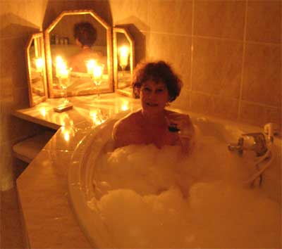 Carol enjoying the bath