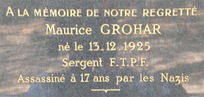 Memorial to a 17-year-old assasinated by the Nazis