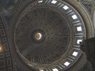 The huge beautiful dome inside St. Peter's