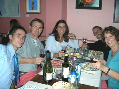 Dinner with our friends Riccardo, Giuseppe (Beppe) and beautiful Eleni