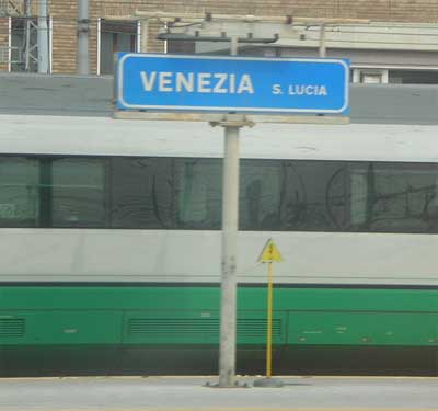 Pulling into Venice's Santa Lucia train station