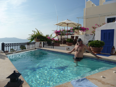 David in the pool on Santorini