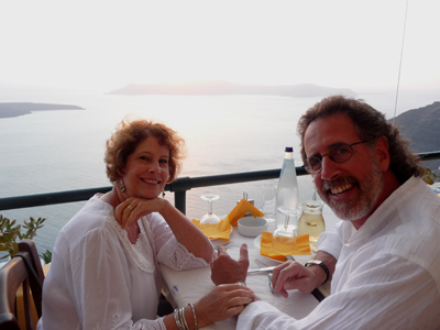 Carol and David at Remvi on Santorini