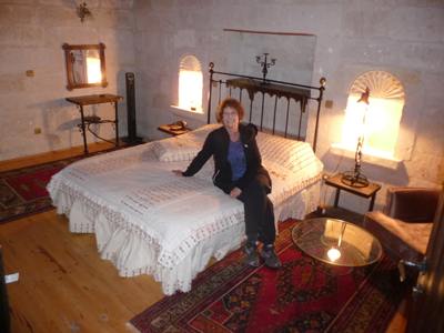 Carol settle in at the Aydinli Cave House Hotel
