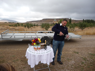 Mustafa, our pilot, celebrating our survival.