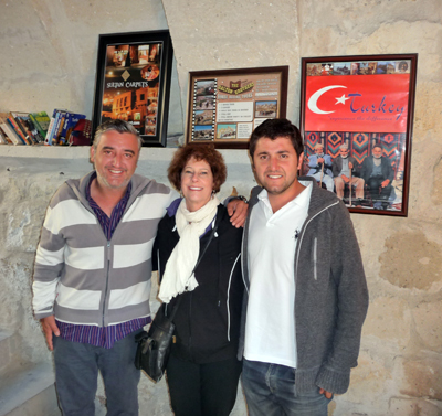 Mert, Carol and Cem at the Aydinli Cave House Hotel