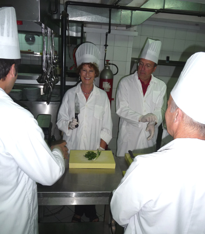 Carol enjoys a cooking class at the hotel