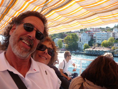 David and Carol on a boat tour of the Bosphorus