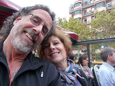 David and Carol on the Barcelona Tour bus