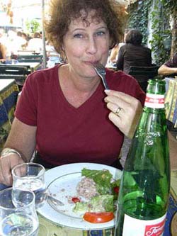 Carol enjoys lunch at Le Marche
