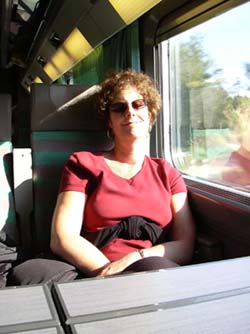 Carol snoozes on the train to Arles