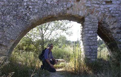 David at the ruins of an ancient aquaduct