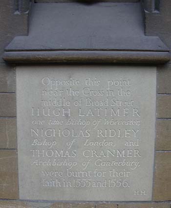 Oxford memorial to Latimer, Ridley and Cranmer, who were burned at the stake for their religious beliefs