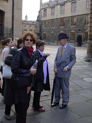 James leads the gourp at Oxford.  Carol with her omnipresent water bottle.