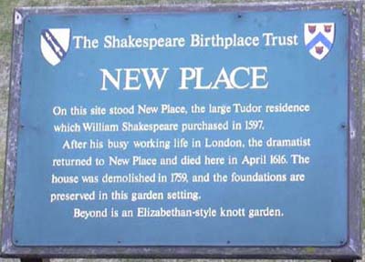 Shakespeare's "new" house was here.  The new owner tore it down because of all the tourist traffic.