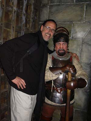 David and wax friend at Warwick Castle