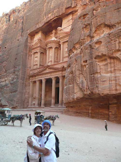 Carol and David at the Treasury at Petra