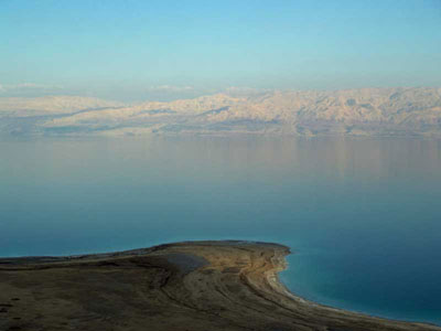 The Dead Sea - we are looking east to the mountains of Jordan and Syria