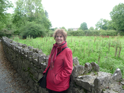 Carol in the cool, lush, green Irish countryside