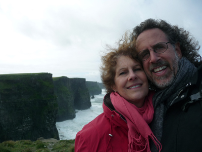 Carol and David with the Cliffs of Moher in the background