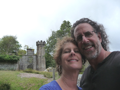 Carol and David near the ruins of a castle between Muckross House and Kenmare