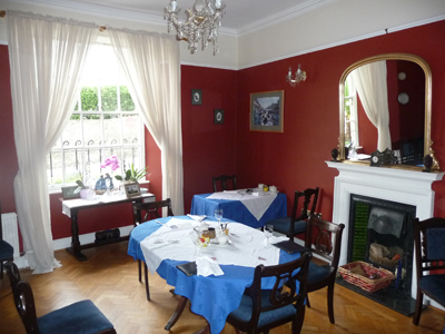 The lovely dining room at The Desmond House B&B in Kinsale