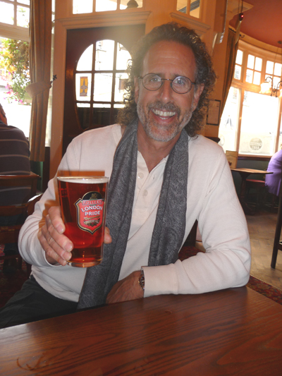David enjoys a pint of London Pride Ale at The Carpenter's Arms pub in Windor