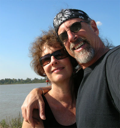 Carol and David along the banks of the Mississippi River