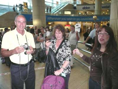 Shlomo, Carol (in tears) and Meira at Ben Gurion Airport