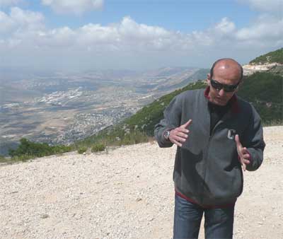 Amin on a Galilean hilltop where we could see across the entire width of Israel - Haifa to the west, the Sea of Galilee and the Syrian border to the east.