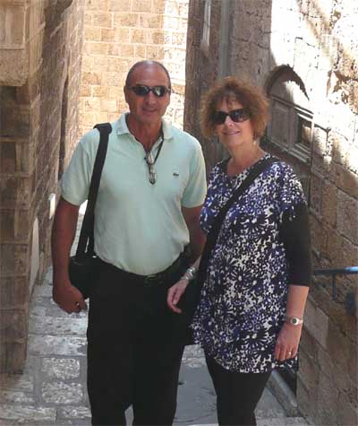 Shlomo and Carol on the back streets of Old Jaffa