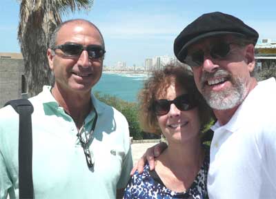 Shlomo, Carol and David in Jaffa with Tel Aviv behind us