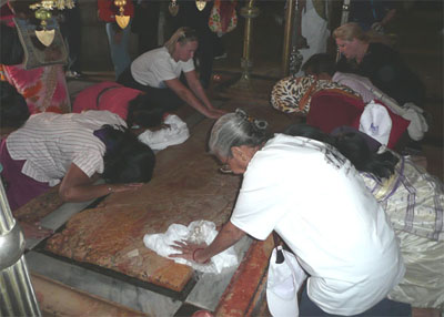 Pilgrims at the Church of the Holy Sepulchre