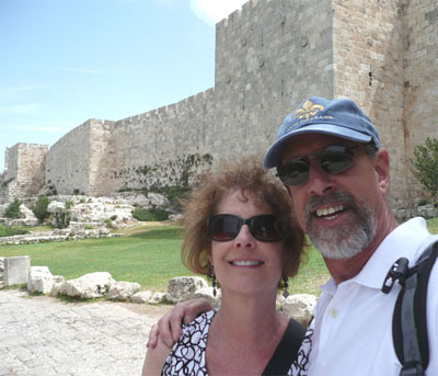 Carol and David near the gates of the Old City of Jerusalem