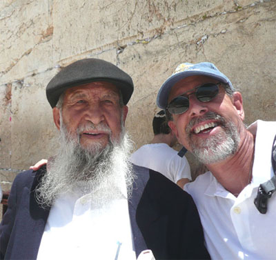 David with a rabbi at the Western Wall