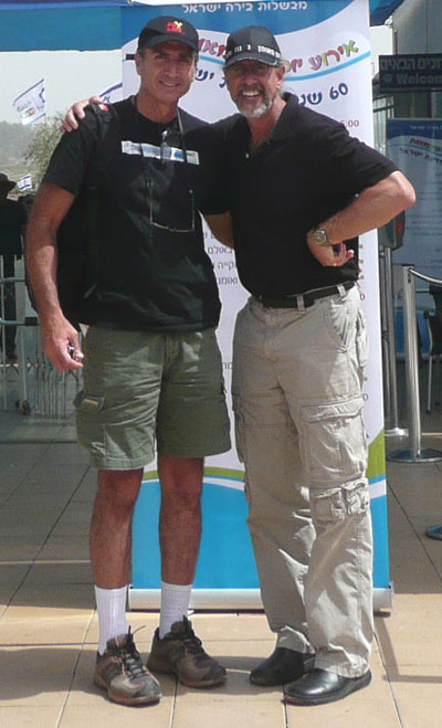 Shlomo and David outside Mini Israel