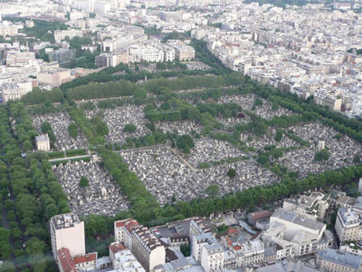 The Montparnasse cemetery from the tall Tour Montaparnasse