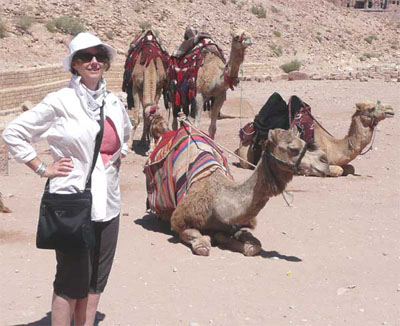 Carol and friends at Petra