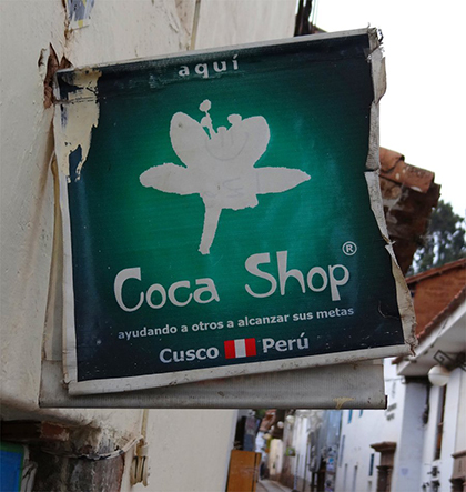 Shop selling coca leaves in Cuzco