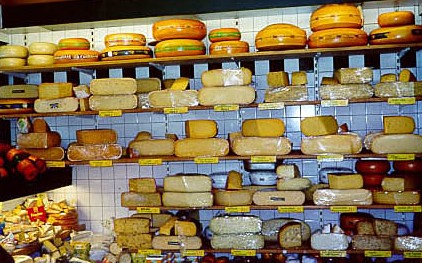 Many varieties of cheeses...