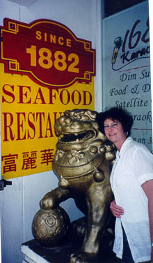 Carol at an old restaurant in Chinatown