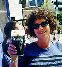 Carol enjoying Guinness at the Sea Horse