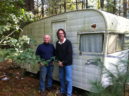 Bruce and David at brother Jim's trailer in the woods on Pole Bridge Road