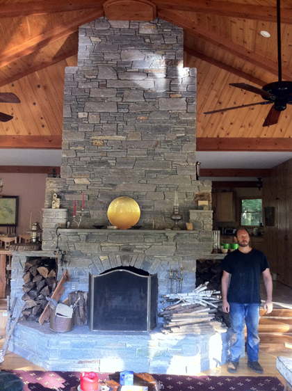 Charlie showing us a massive, incredibly engineered stone fireplace that he designed and built